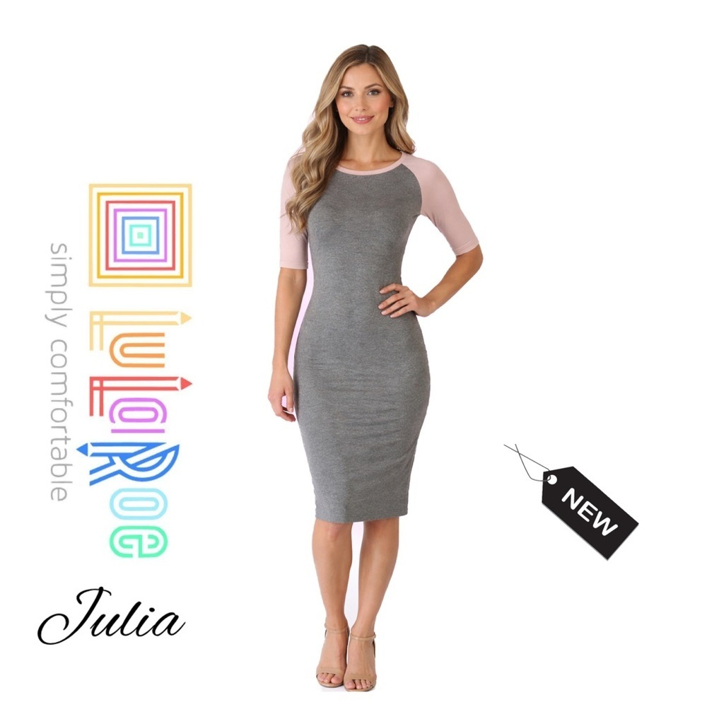 NWT LULAROE Julia XS Gray and pink dress